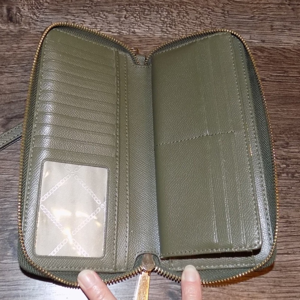 Michael Kors Jet Set Continental Wallet‎ Women Olive Green Good Saffiano Leather - Picture 7 of 8